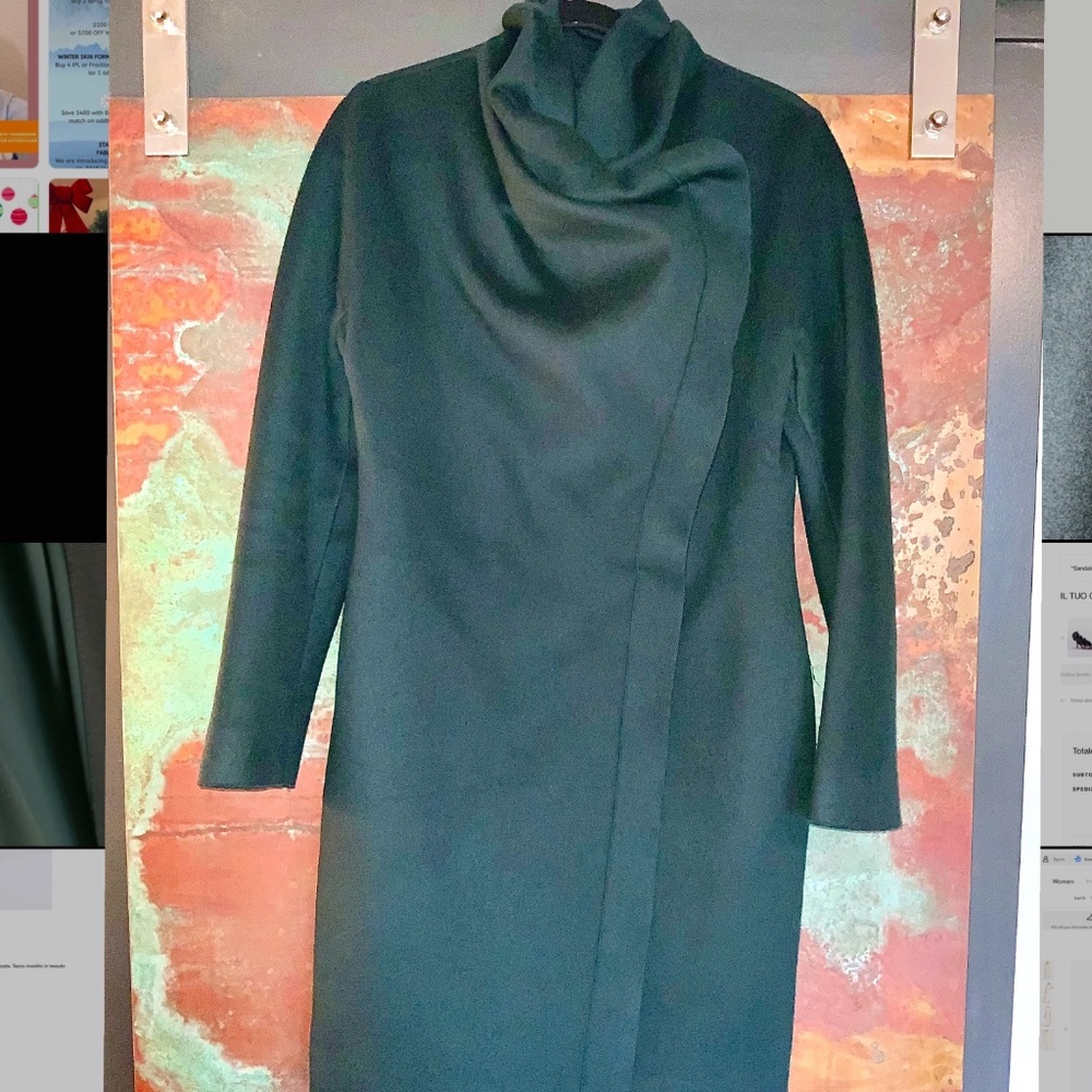 LANVIN PARIS Cashmere Waterfall Collar Trench Coat